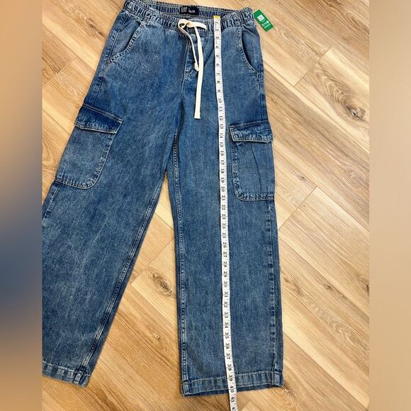 GAP High Rise Wide Leg Cargo Denim Pants Size Small - Picture 4 of 8